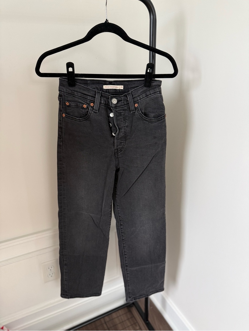 Women's Black High-Rise Straight Jeans